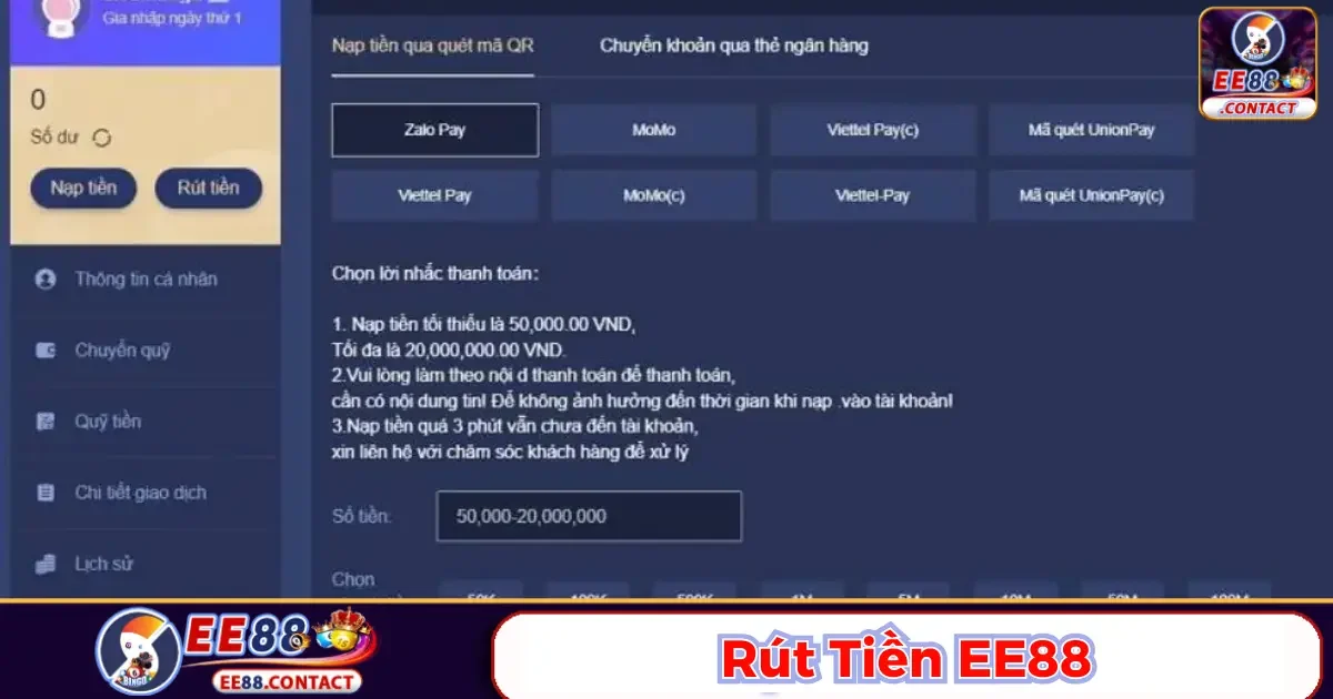 Điều kiện cần biết để rút tiền thành công tại Ee88